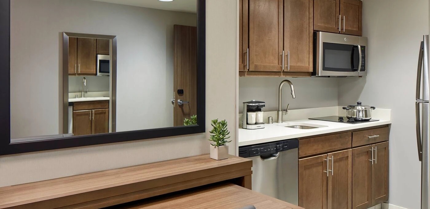 In-room kitchen and living space